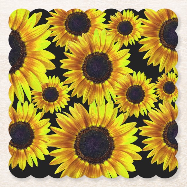 Beautiful Bright Yellow Sunflower - Paper Coaster (Front)