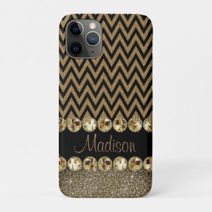 Beautiful Brown Chevron Glitter Jewels Elegant Case-Mate iPhone Case