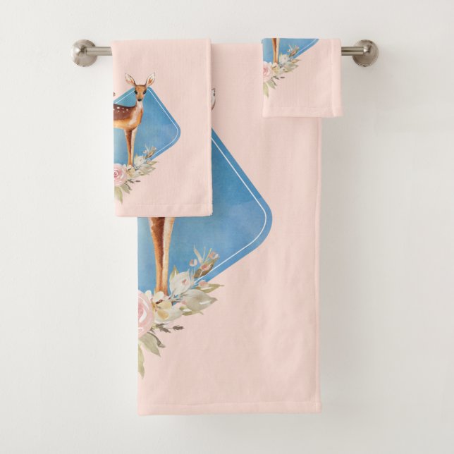 Beautiful Brown Doe with White Spots Bath Towel Set (Insitu)