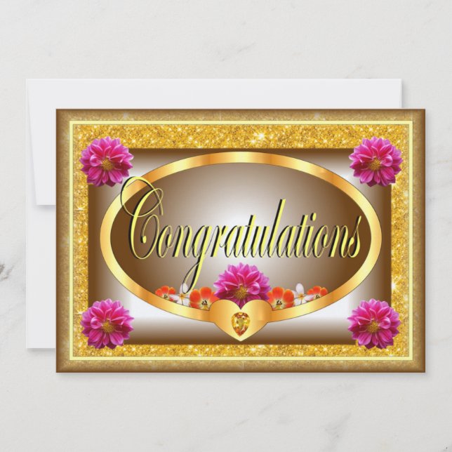 Beautiful brown floral design congratulations card (Front)