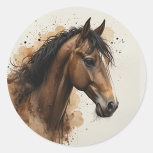 Beautiful Brown Horse Animal Art Classic Round Sticker