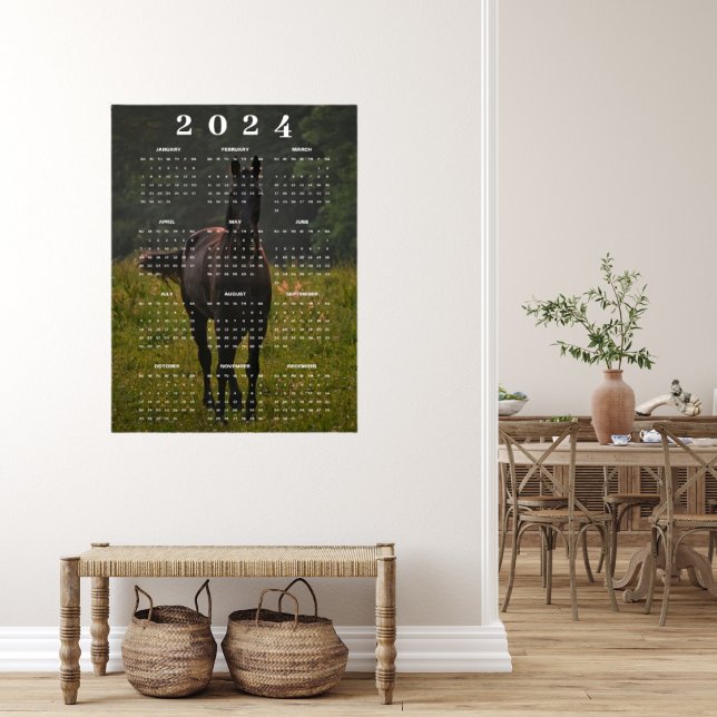 Beautiful Brown Horse in Meadow 2024 Wall Calendar Poster (Creator Uploaded)