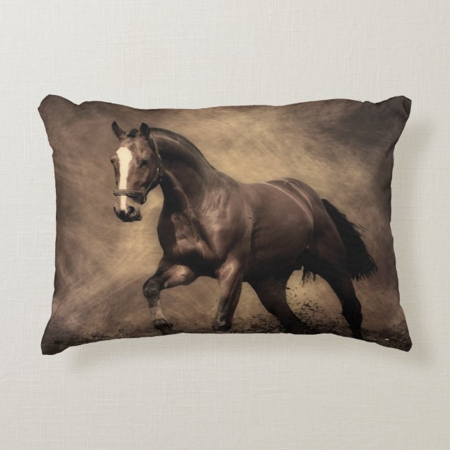 Beautiful brown horse throw pillow (Front)