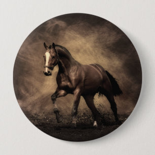 Beautiful brown horse throw pillow 10 cm round badge