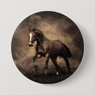 Beautiful brown horse throw pillow 7.5 cm round badge