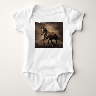 Beautiful brown horse throw pillow baby bodysuit