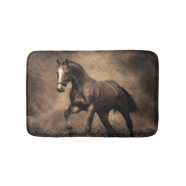 Beautiful brown horse throw pillow bath mat (Front)