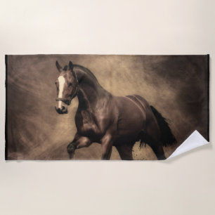 Beautiful brown horse throw pillow beach towel