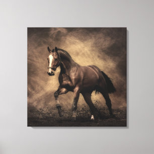 Beautiful brown horse throw pillow canvas print