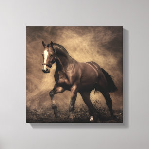 Beautiful brown horse throw pillow canvas print