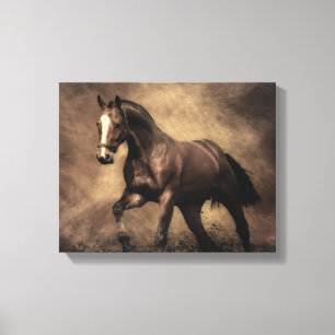 Beautiful brown horse throw pillow canvas print