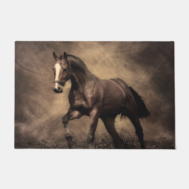 Beautiful brown horse throw pillow doormat (Front)