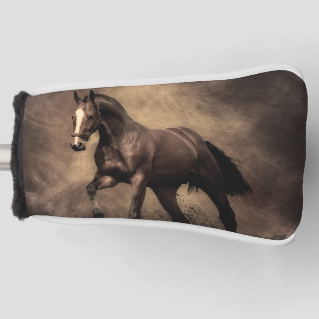 Beautiful brown horse throw pillow golf head cover (Front)