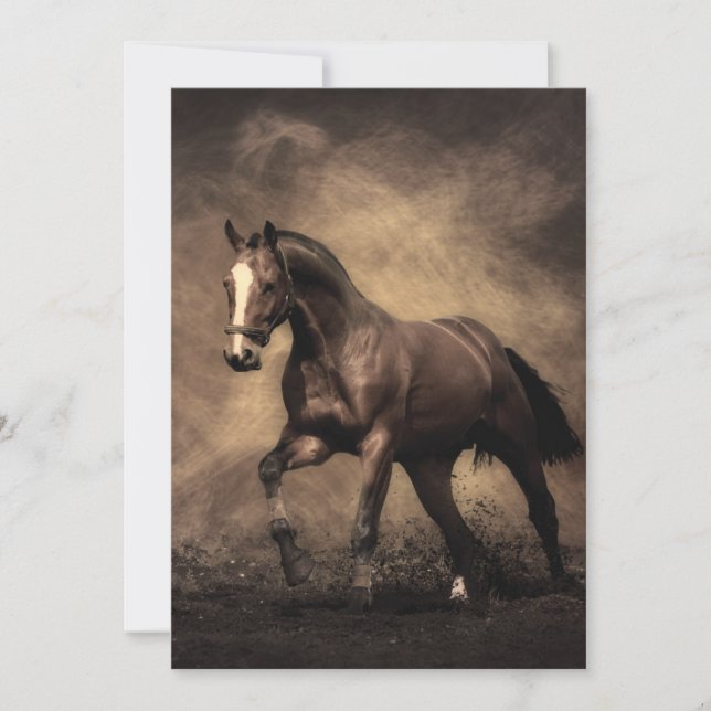 Beautiful brown horse throw pillow invitation (Front)