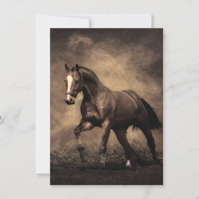 Beautiful brown horse throw pillow invitation (Front)