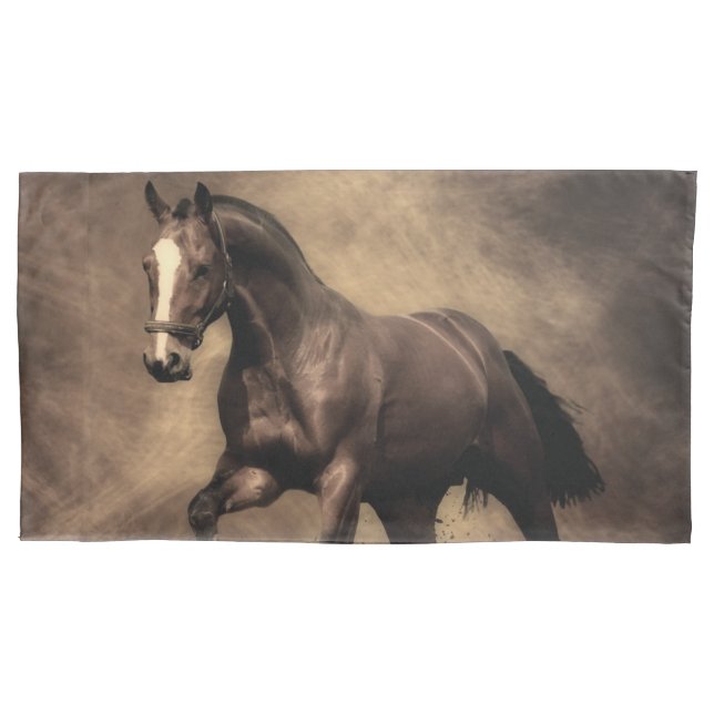 Beautiful brown horse throw pillow pillowcase (Front-Left)