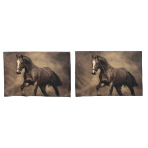 Beautiful brown horse throw pillow pillowcase