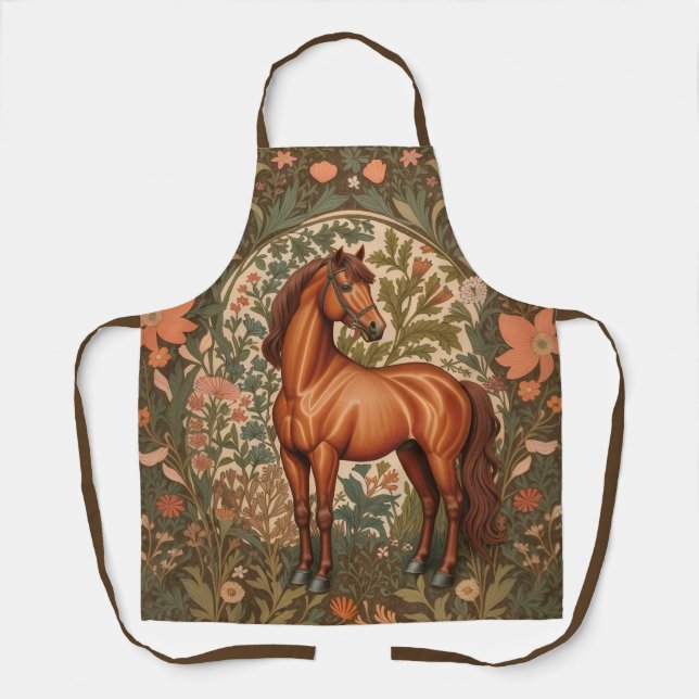 Beautiful Brown Horse William Morris Inspired  Apron (Front)