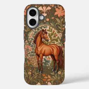 Beautiful Brown Horse William Morris Inspired  iPhone 16 Case