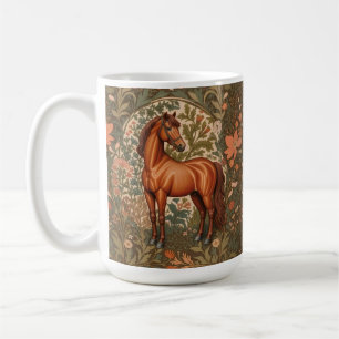 Beautiful Brown Horse William Morris Inspired Coffee Mug