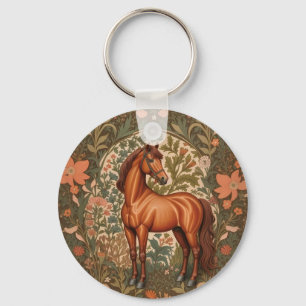 Beautiful Brown Horse William Morris Inspired  Key Ring