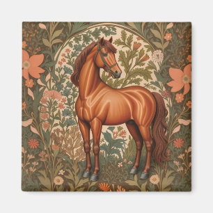 Beautiful Brown Horse William Morris Inspired Magnet