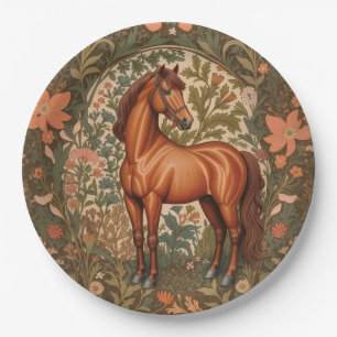 Beautiful Brown Horse William Morris Inspired  Paper Plate