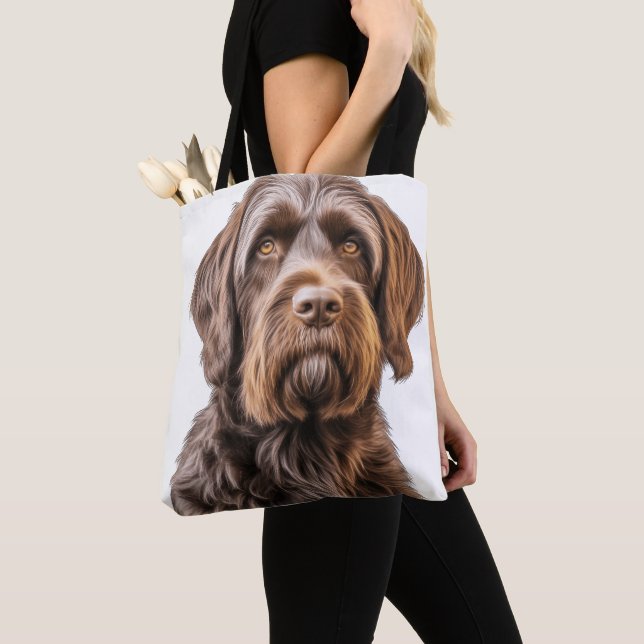 BEAUTIFUL BROWN WIREHAIRED POINTING GRIFFON DOG TOTE BAG (Close Up)