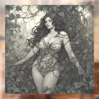 Beautiful Brunette Woman In Vines Drawing