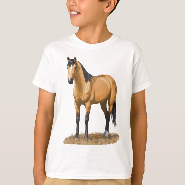 Beautiful Buckskin Dun Quarter Horse Stallion Hors T-Shirt (Front)
