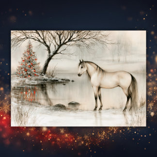 Beautiful Buckskin Horse Winter Christmas Holiday Card