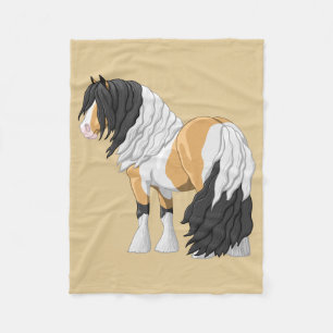 Beautiful Buckskin Pinto Gypsy Vanner Draught Hors Fleece Blanket