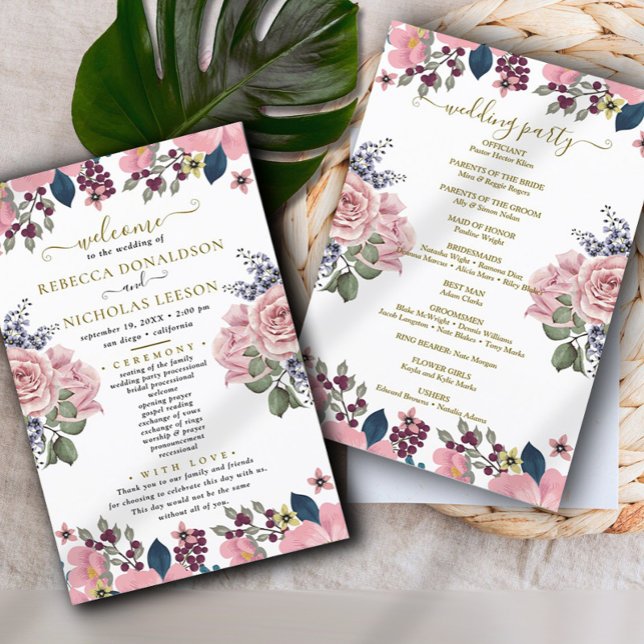 Beautiful Budget Elegant Botanical Wedding Program (Creator Uploaded)