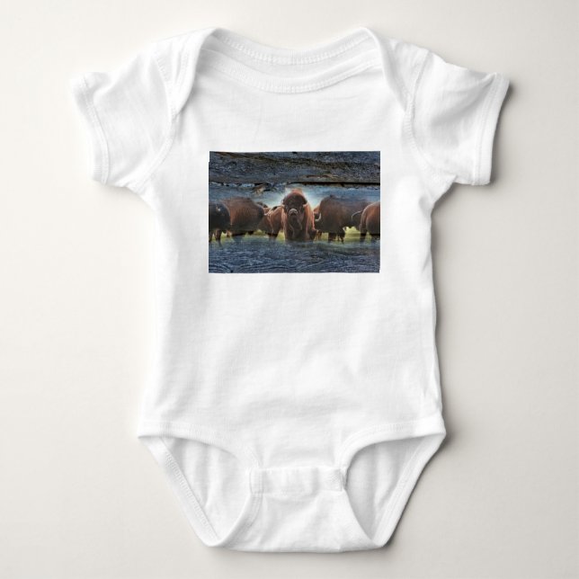 Beautiful Buffalo Herd Baby Bodysuit (Front)