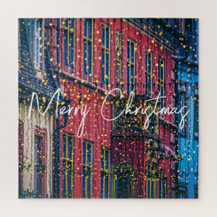 Beautiful Buildings Covered in Christmas Lights Jigsaw Puzzle