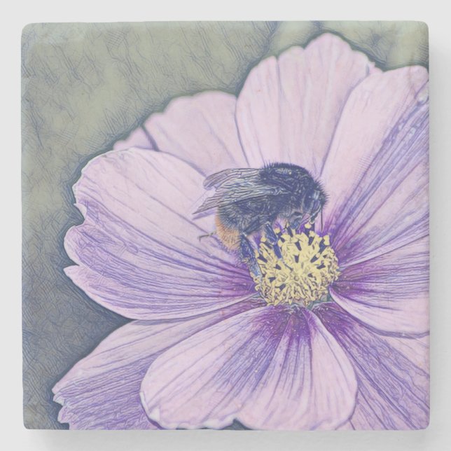 Beautiful bumble bee stone coasters (Front)