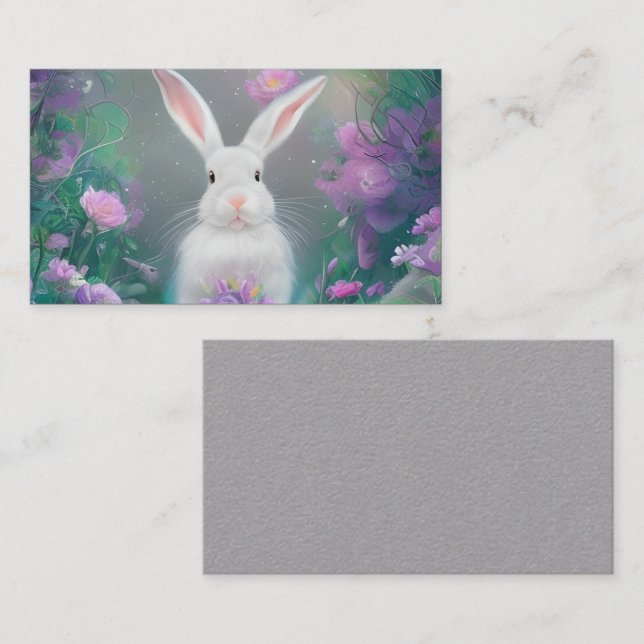 Beautiful Bunny Rabbit Triptych Business Card (Front/Back)