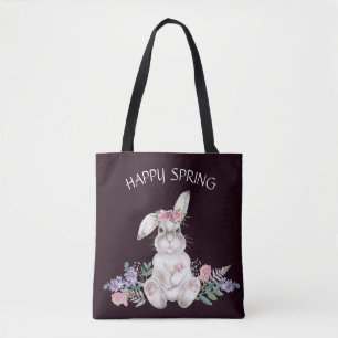Beautiful Bunny - Reversible Floral Happy Spring Tote Bag
