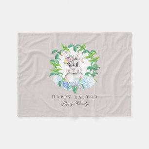 Beautiful Bunny Wreath Easter Personalised Fleece Blanket