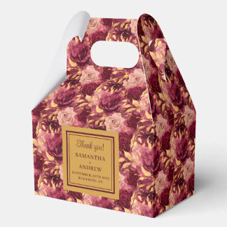 Beautiful Burgundy Blush Gold Wedding Thank You Favour Box