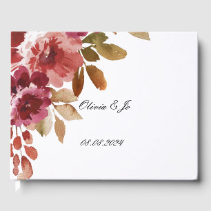 BEAUTIFUL BURGUNDY FLORAL WEDDING GUESTBOOK