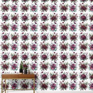 Beautiful Burgundy Flowers with Green Leaves Wallpaper