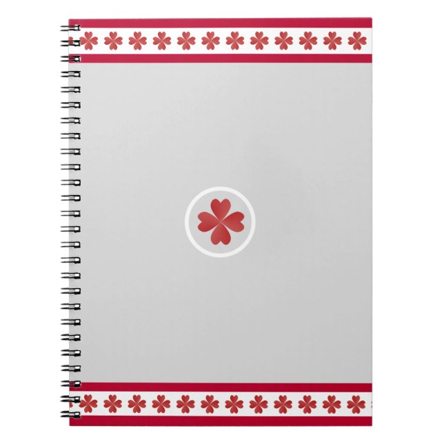 Beautiful Burgundy Heart Pattern Notebook (Front)
