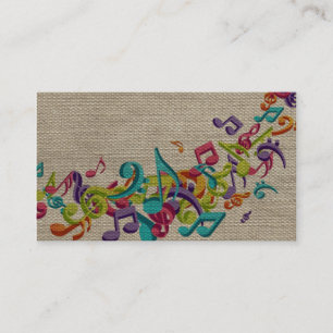 Beautiful burlap texture music notes sounds backgr business card