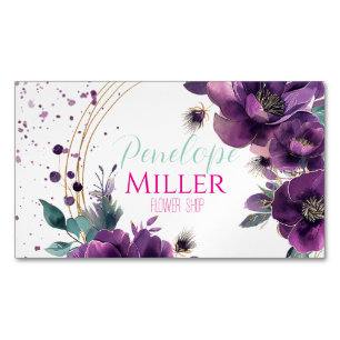 beautiful business card with purple flowers