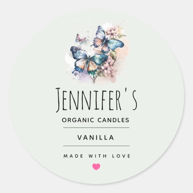 Beautiful Butterflies and Flowers Candle Craft Classic Round Sticker (Front)