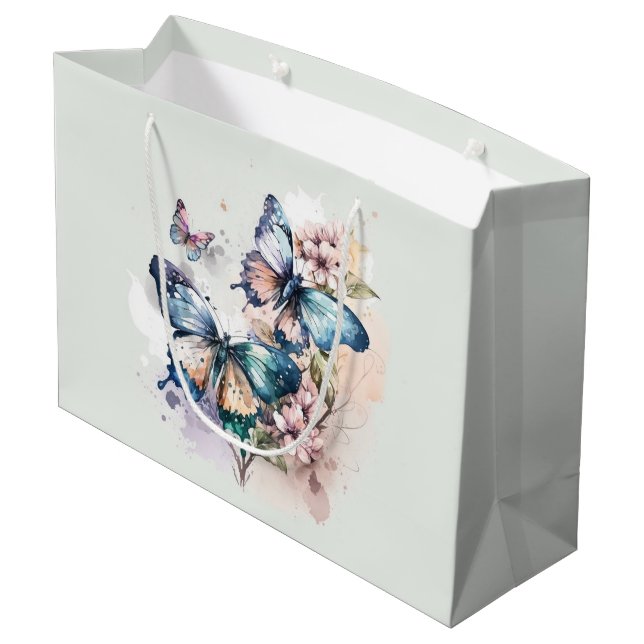 Beautiful Butterflies and Flowers Large Gift Bag (Back Angled)