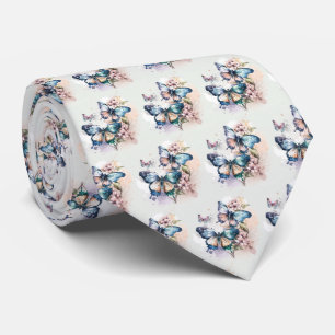 Beautiful Butterflies and Flowers Pattern Tie