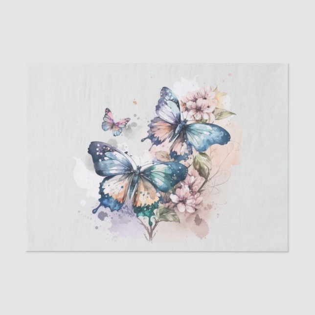 Beautiful Butterflies and Flowers Tissue Paper (Front)