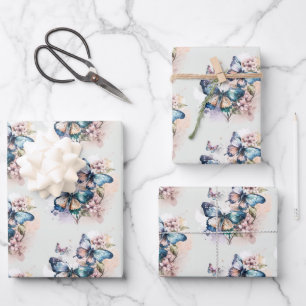 Beautiful Butterflies and Flowers Wrapping Paper Sheet